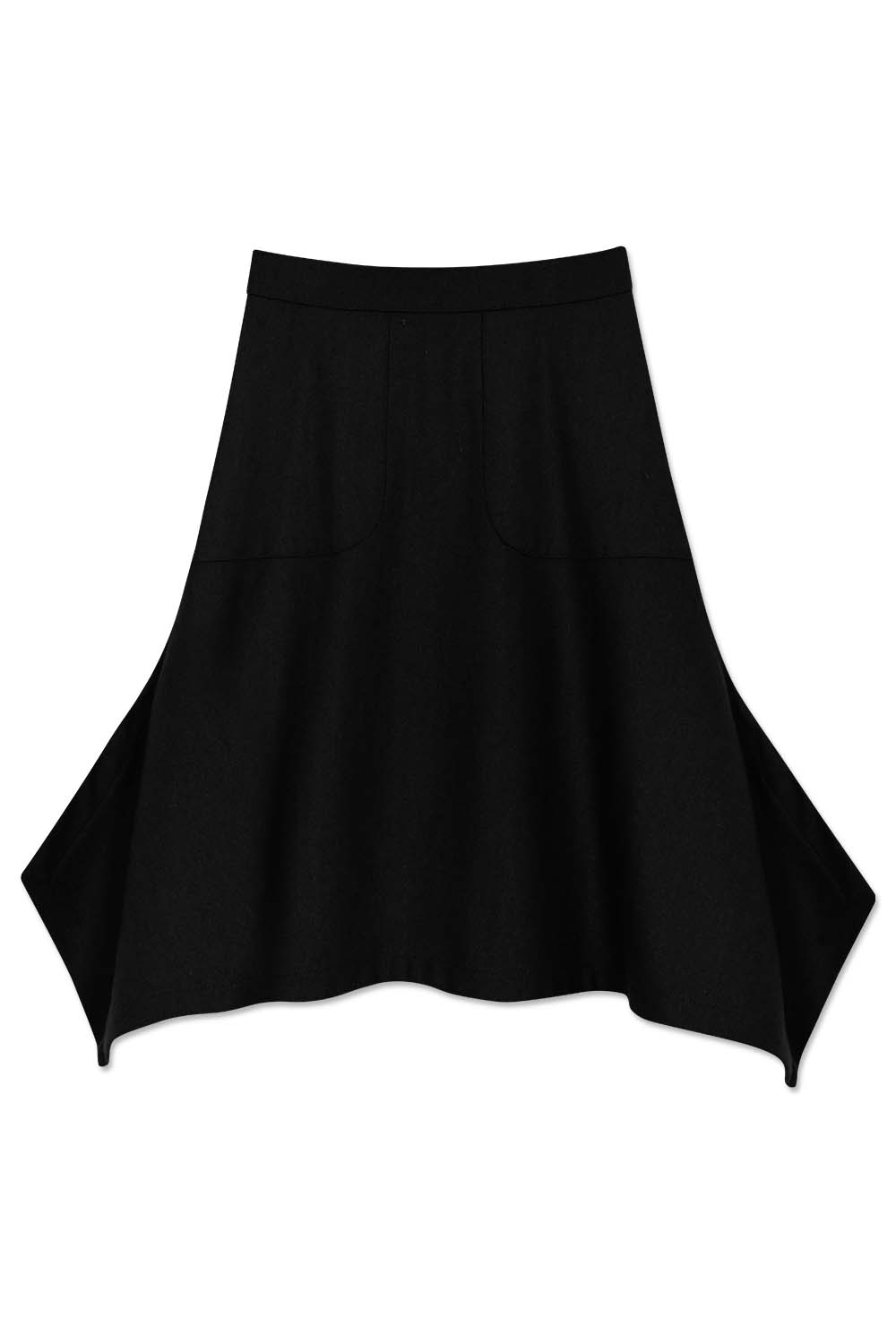 Wool side slit skirt_Black